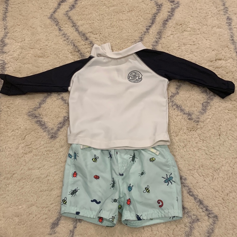 GAP 6-12 month swim trunks & rash guard